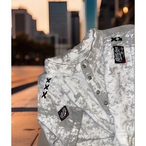 Affliction‎ Shirt Men M Patches Marble X Embroidery